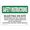 Signmission OSHA Sign, Blasting On Site Sounds You Hear, 18in X 12in Rigid Plastic, 12" W, 18" L, Landscape OS-SI-P-1218-L-11428 - alternate 1